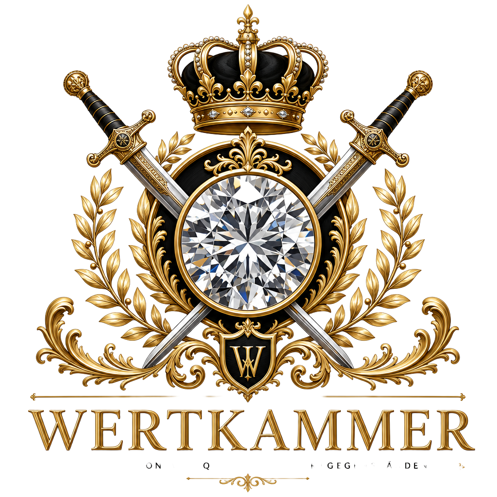 Wertkammer – Wappen mit Krone, Diamant und gekreuzten Schwertern